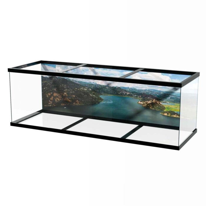 Aerial Lake View II makes a perfect background for any fresh or salt water tank or aquarium as well as dry terrariums.