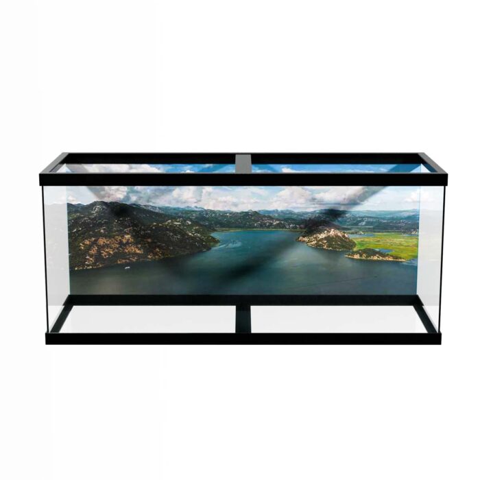 Aerial Lake View II makes a perfect background for any fresh or salt water tank or aquarium as well as dry terrariums.