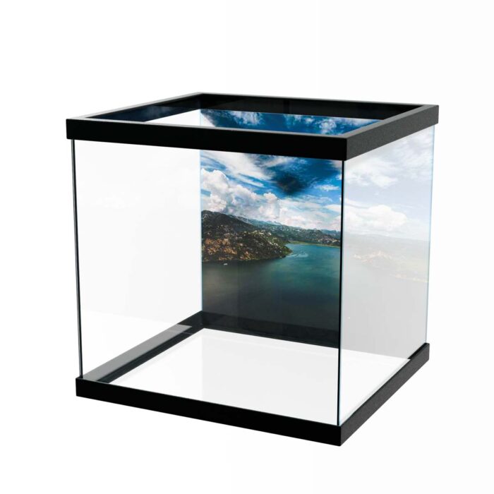 Aerial Lake View II makes a perfect background for any fresh or salt water tank or aquarium as well as dry terrariums.