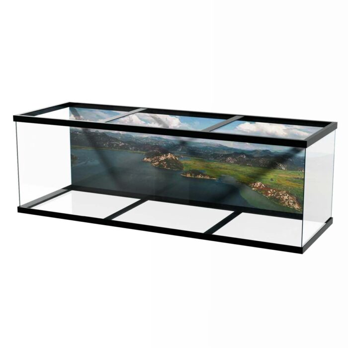 Aerial Lake View makes a perfect background for any fresh or salt water tank or aquarium as well as dry terrariums.