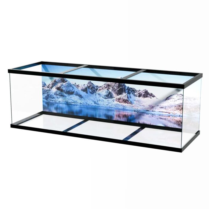 Snowy Mountain Lake makes a perfect background for any fresh or salt water tank or aquarium as well as dry terrariums.