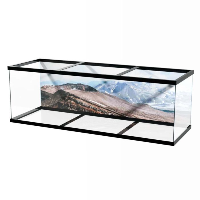 Mountains and Volcanoes will make a perfect background for any fresh or salt water tank or aquarium as well as dry terrariums.