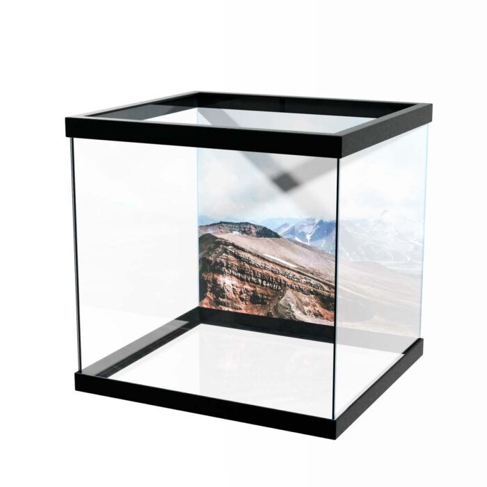 Mountains and Volcanoes will make a perfect background for any fresh or salt water tank or aquarium as well as dry terrariums.