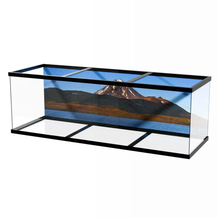 Stunning Volcano Landscape will make a perfect background for any fresh or salt water tank or aquarium as well as dry terrariums.