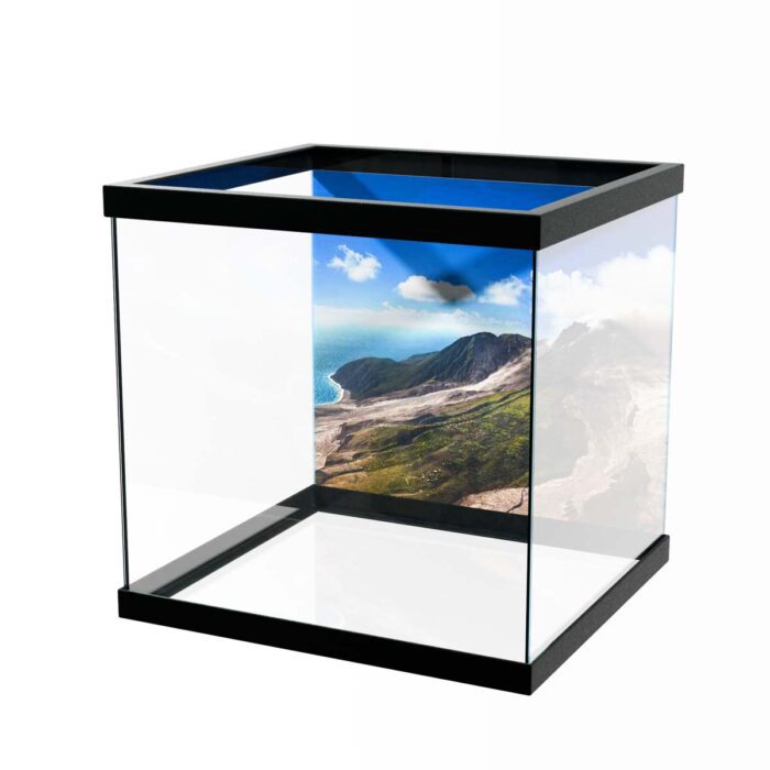 Soufriere Hills Volcano IV will make a perfect background for any fresh or salt water tank or aquarium as well as dry terrariums.