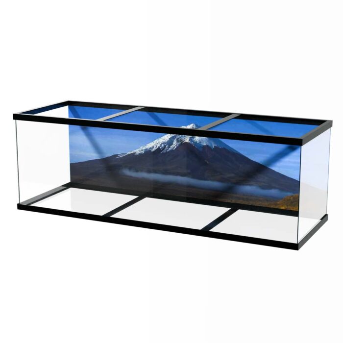 Glacier Capped Volcano will make a perfect background for any fresh or salt water tank or aquarium as well as dry terrariums.