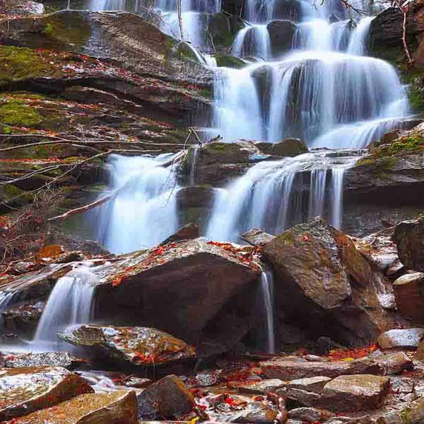 Beautiful Autumn Waterfall will make a perfect background for any fresh or salt water tank or aquarium as well as dry terrariums.