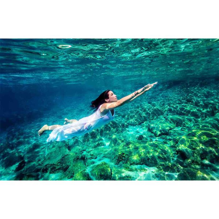 White Dress Swimming will make a perfect background for any fresh or salt water tank or aquarium as well as dry terrariums.