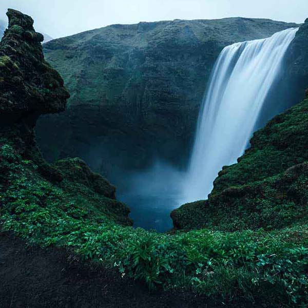 Famous Skogafoss Waterfall will make a perfect background for any fresh or salt water tank or aquarium as well as dry terrariums.